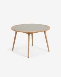 Στρογγυλό τραπέζι Nina Ø 120 εκ, πολυ-τσιμέντο και μασίφ ξύλο ευκαλύπτου FSC 100%