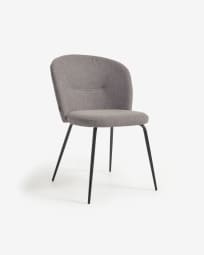 Καρέκλα Anoha, γκρι και μέταλλο σε μαύρο φινίρισμα