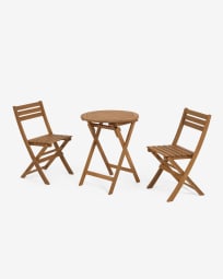Σετ τραπέζι κήπου και 2 πτυσσόμενες καρέκλες Elisia, ξύλο ακακίας FSC 100%