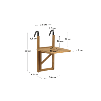 Πτυσσόμενο τραπέζι μπαλκονιού Amarillis,  40 x 42 εκ, ξύλο ακακίας FSC 100% - μεγέθη