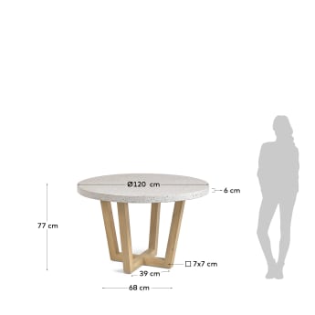 Στρογγυλό τραπέζι για δύο Shanelle, Ø 120 εκ, λευκό μωσαϊκό - μεγέθη
