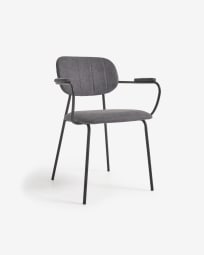 Καρέκλα Auxtina, σκούρο γκρι και μαύρο μέταλλο
