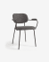 Καρέκλα Auxtina, σκούρο γκρι κοτλέ και μαύρο μέταλλο