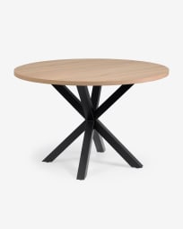Πλήρες στρογγυλό τραπέζι Argo σε φυσικά πόδια από μαύρο ατσάλι μελαμίνης Ø 119 cm