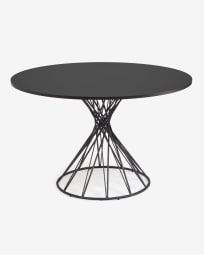 Nuit στρογγυλό τραπέζι σε μαύρα λακαρισμένα ατσάλινα πόδια MDF με μαύρο τελείωμα Ø 120 cm