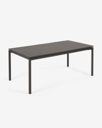 Ανοιγόμενο τραπέζι εξωτερικού χώρου Zaltana, μαύρο ματ αλουμίνιο, 180(240)x100εκ