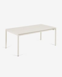 Ανοιγόμενο τραπέζι εξωτερικού χώρου Zaltana, λευκό ματ αλουμίνιο, 180(240)x100εκ