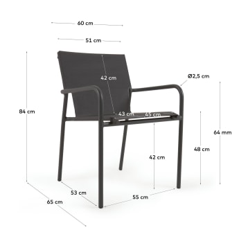 Καρέκλα εξωτερικού χώρου Zaltana, αλουμίνιο σε βαμμένο μαύρο ματ φινίρισμα - μεγέθη