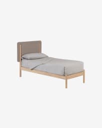 Κρεβάτι Shayndel, μασίφ ξύλο καουτσούκ, 90 x 190 εκ