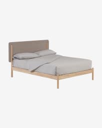 Κρεβάτι Shayndel, μασίφ ξύλο καουτσούκ, 160 x 200 εκ