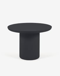 Στρογγυλό τραπέζι εξωτερικού χώρου Taimi, τσιμέντο σε μαύρο φινίρισμα, Ø 110 εκ