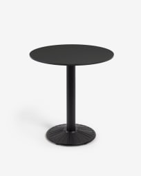 Τραπέζι εξωτερικού χώρου Tiaret, στρογγυλό, μαύρο με μεταλλική μαύρη βάση, Ø68εκ
