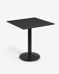 Τραπέζι εξωτερικού χώρου Tiaret, μαύρο με μεταλλική μαύρη βάση, 68x68εκ