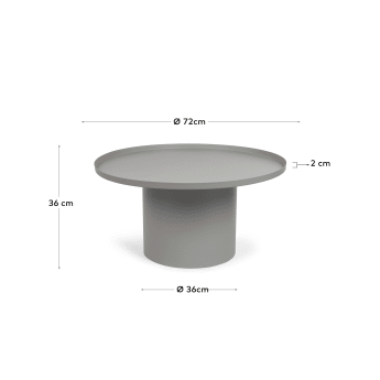 Στρογγυλό βοηθητικό τραπέζι Fleksa, γκρι μέταλλο, Ø 72 εκ - μεγέθη
