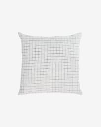 Κάλυμμα μαξιλαριού Maialen, 100% λινό, λευκά τετράγωνα και μαύρο πλέγμα, 45 x 45 εκ