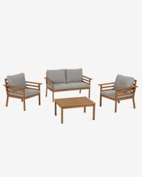 Σετ καναπές εξωτερικού χώρου, 2 καρέκλες και τραπέζι σαλονιού Vilma ξύλο ακακίας, 100% FSC