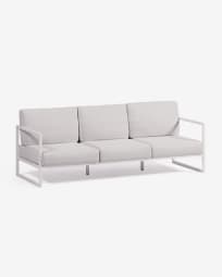 3θ καναπές Comova, 100% εξωτερικού χώρου, λευκό και λευκό αλουμίνιο, 222εκ