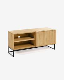 Taiana TV stand with oak veneer and steel frame with black finish 112 x 51 cm