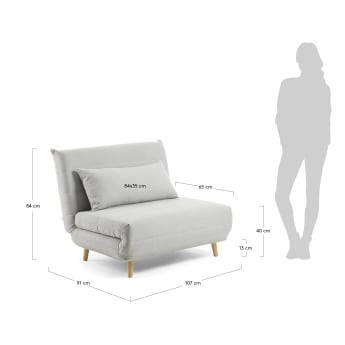 Καναπές-κρεβάτι Susan, γκρι-ανοιχτό 107x91(192)εκ - μεγέθη