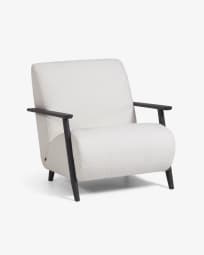 Meghan white fleece armchair with solid ash legs with natural finish
