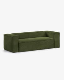 3θ καναπές Blok, πράσινο χοντρό κοτλέ, 240εκ