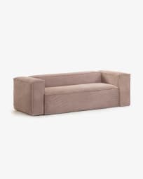 3θ καναπές Blok, ροζ χοντρό κοτλέ, 240εκ