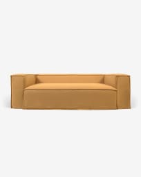 3θ καναπές Blok με αποσπώμενα καλύμματα, μουσταρδί λινό, 240 εκ