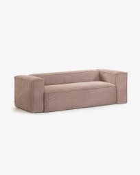 2θ καναπές Blok, ροζ χοντρό κοτλέ, 210εκ