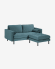 2θ καναπές με σκαμπό Debra, τυρκουάζ βελούδο, 182 εκ