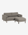 2θ καναπές με σκαμπό Debra, ανοιχτό γκρι, 182 εκ