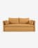 Καναπές-κρεβάτι Tanit, μουσταρδί, πόδια σε μασίφ ξύλο οξυάς σε φυσικό φινίρισμα, 210 εκ