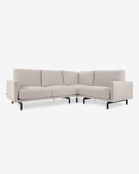 3θ γωνιακός καναπές Galene, μπεζ, 267 x 207 εκ