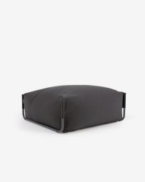 Σκαμπό καναπέ εξωτ. χώρου Square,  γκρι σκούρο, μαύρο αλουμίνιο, 101x101εκ