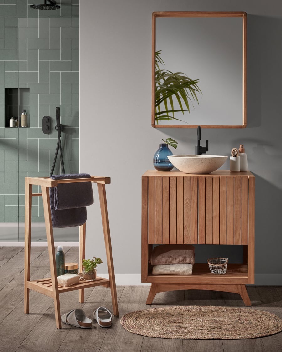 Mueble de baño Kuveni madera maciza de teca x 80 cm | Kave Home