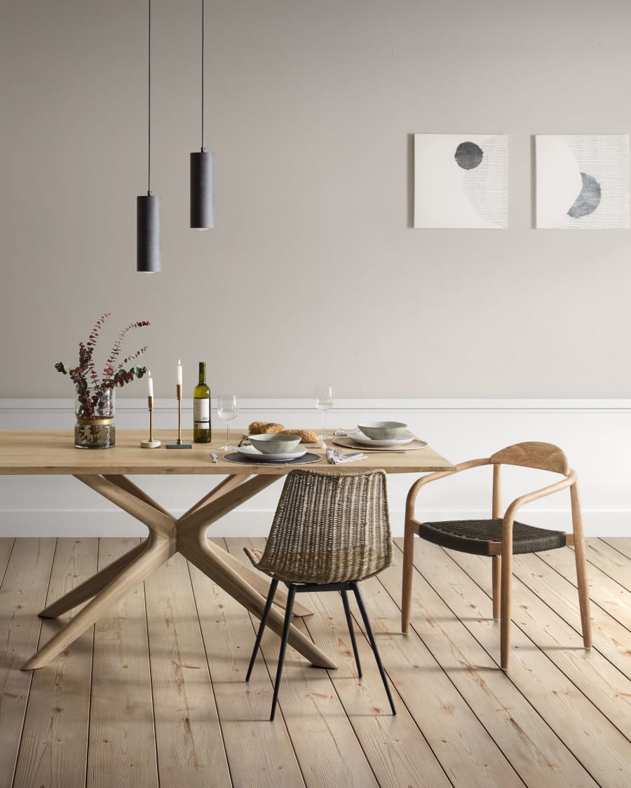 galerij Nodig hebben Schat Armande tafel eiken fineer met gebleekte afwerking 200 x 100 cm | Kave Home