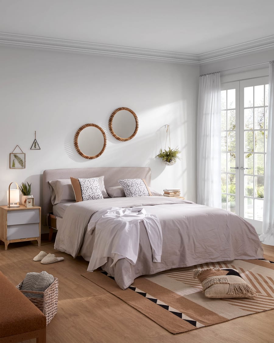 Cabecero desenfundable Tanit de lino beige para cama de 180 cm
