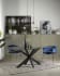 Argo glass table with steel legs with black finish 200 x 100 cm