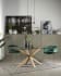 Τραπέζι Argo, γυαλί και ατσάλινα πόδια με εφέ ξύλου, 160 x 90 εκ