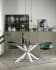 Argo glass table with steel legs with white finish 180 x 100 cm