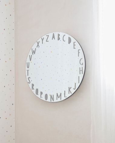 Espejo de pared redondo Keila abecedario gris Ø 50 cm