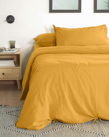 Ibelis mustard yellow bedding set 180 x 200 cm organic cotton (GOTS)