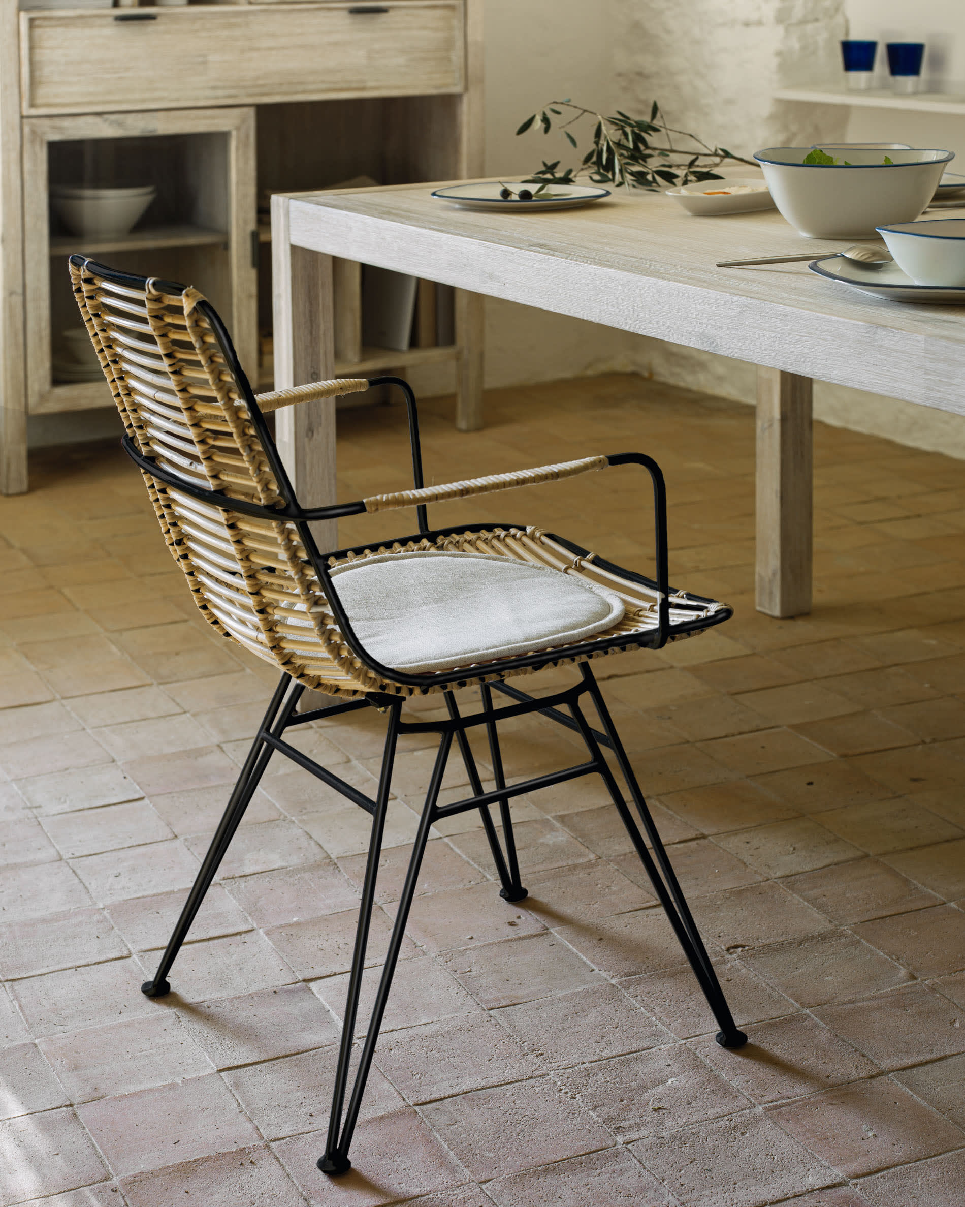 Metal and best sale rattan chairs