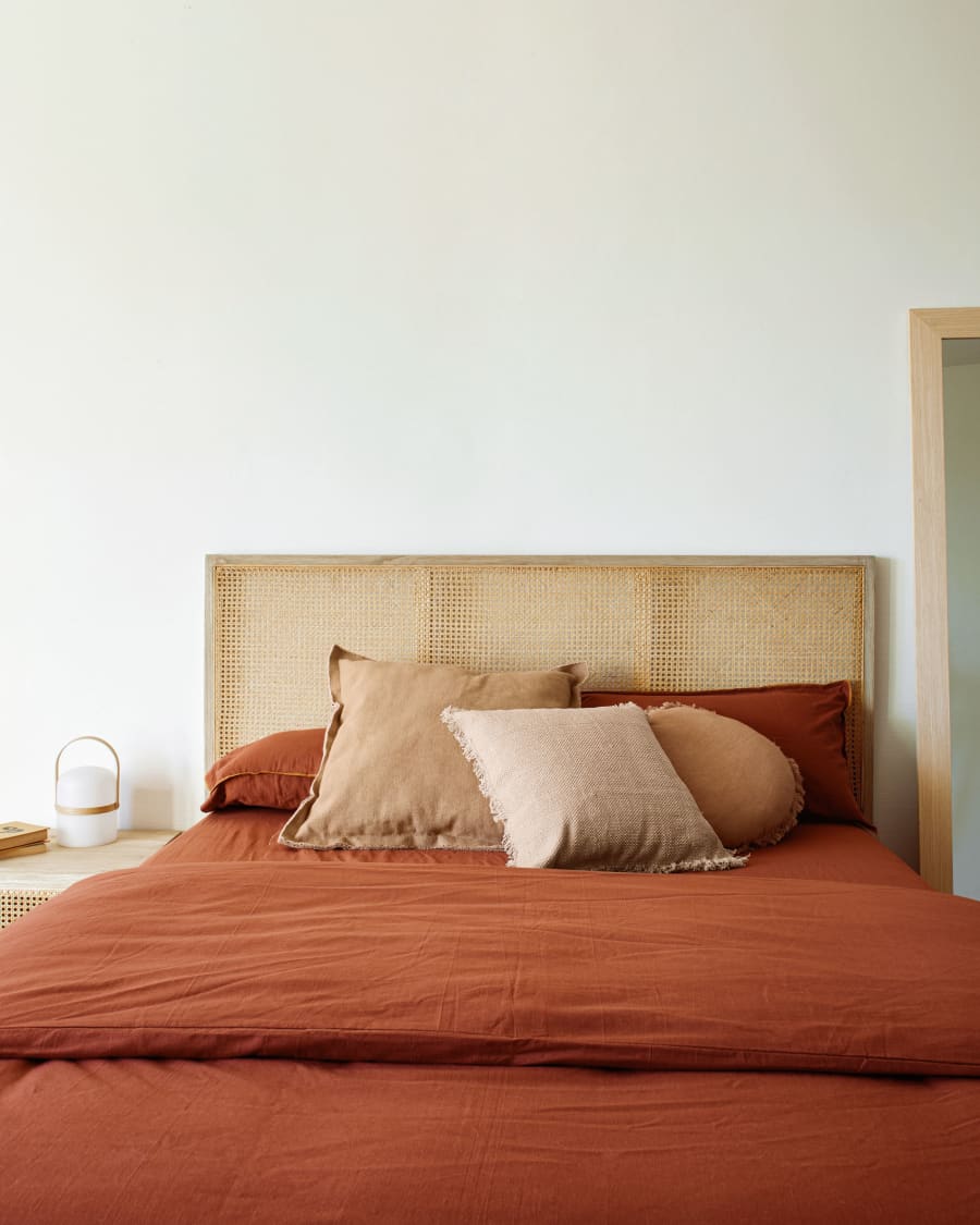 Rexit Bettkopfteil aus massivem Mindiholz 160 cm mit Home® Rattan Kave Bett | von für