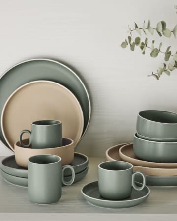Shun koffiekopje met schoteltje groen porselein