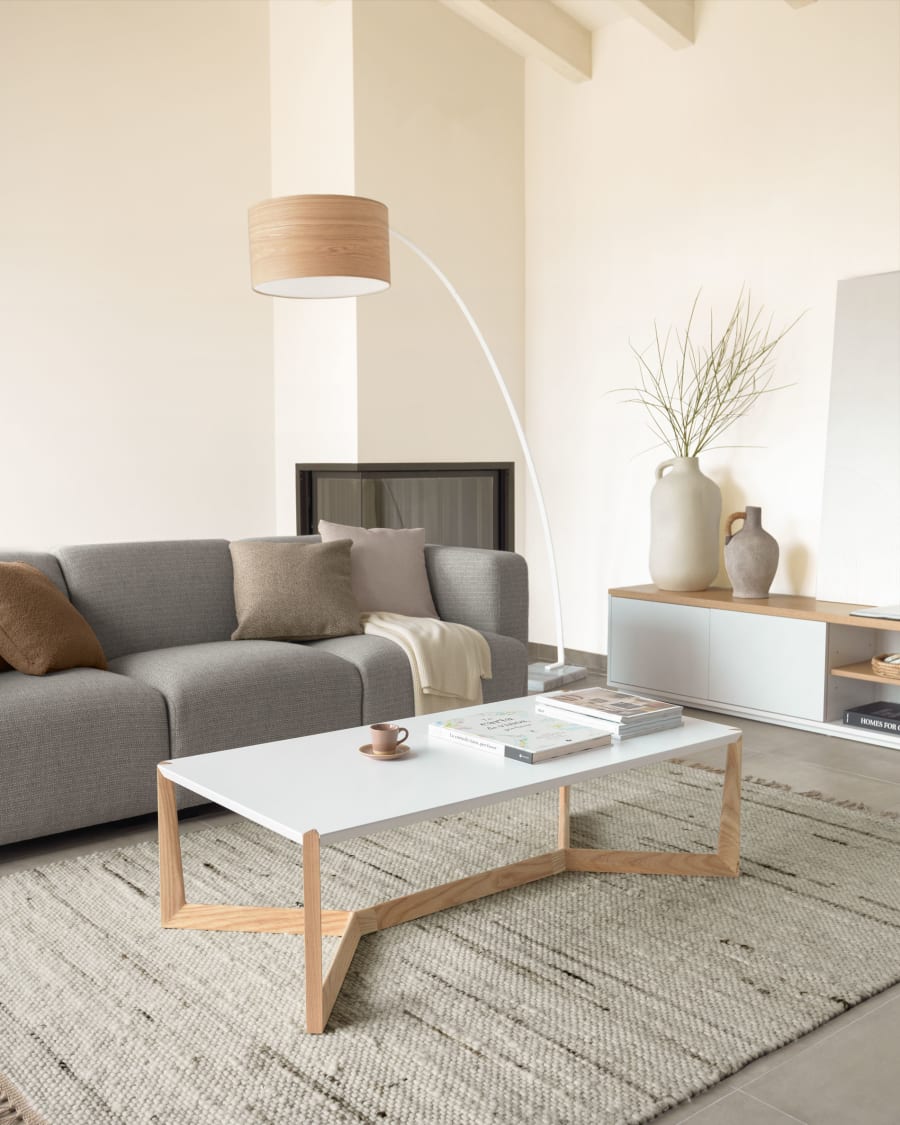 studio Slot bedrijf Quatro salontafel wit en essen 120 x 60 cm | Kave Home