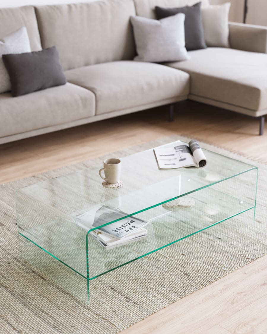 Plateau de table en verre trempé - Transparent - 180 x 80 cm