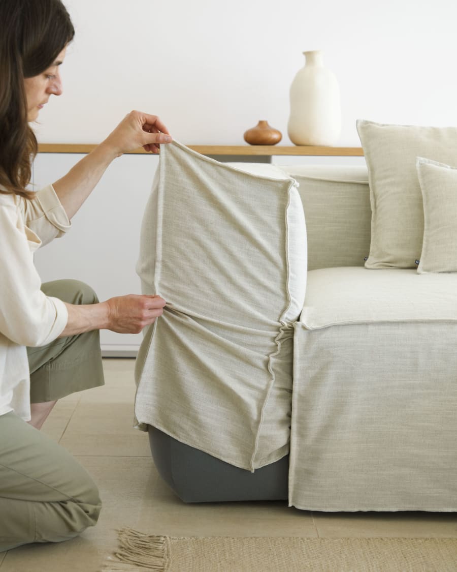 Fodera per divano Blok 3 posti in lino bianco | Kave Home®