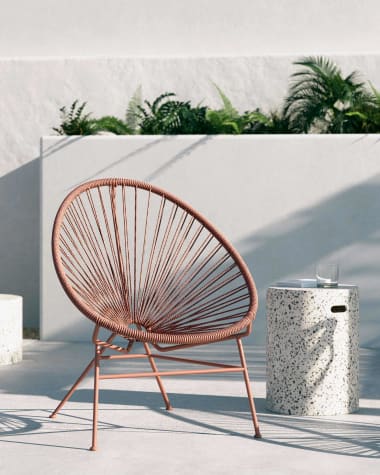 Samantha armchair with terracotta cord and galvanised steel.