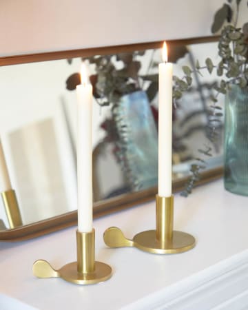 Adabella set of 2 gold-coloured aluminium candle holders 6 cm and 8 cm