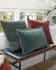 Kelaia 100% cotton cushion cover in green cord with orange border, 45 x 45 cm